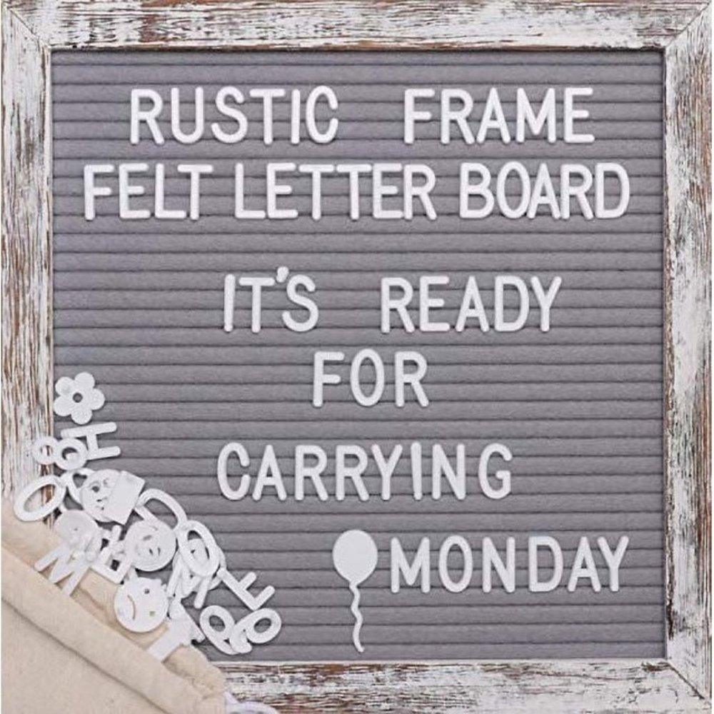 Awefrank Letter Board 10x10 inches with Precut Letters, Rustic Wood Frame